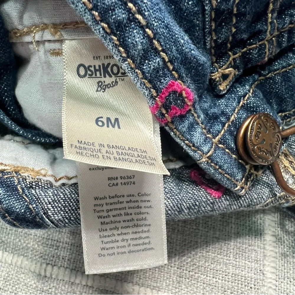 Osh Kosh Bgosh 6 Months Overalls Embroidered Hearts Denim 100% Cotton‎